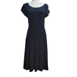 Eliza J Dark Blue Knit Fit to Flare Dress Short Sleeves Ribbed Waist Size S